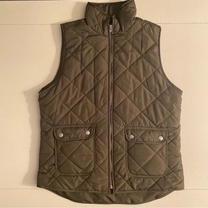 Olive green quilted vest